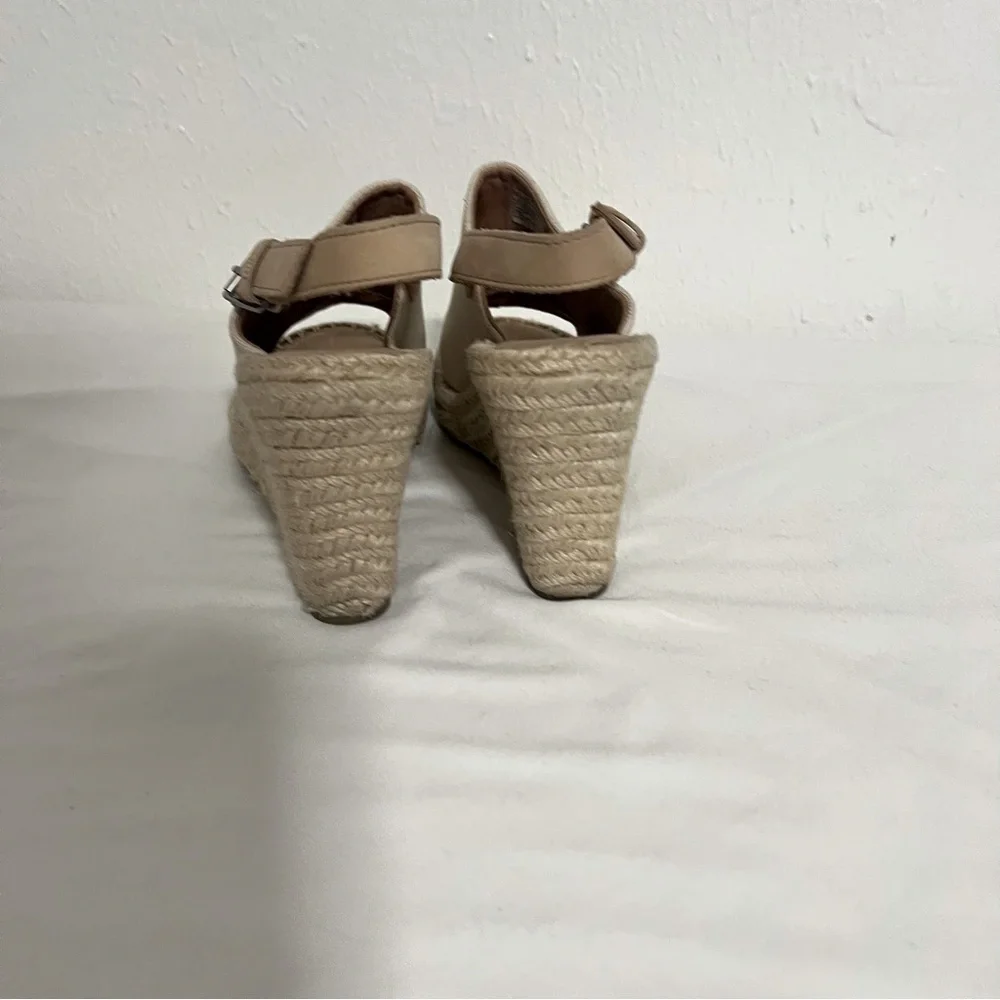 Toms Women's Monica Espadrille Wedge Open Toe Sandal Shoe Casual Size 7.5W EUC